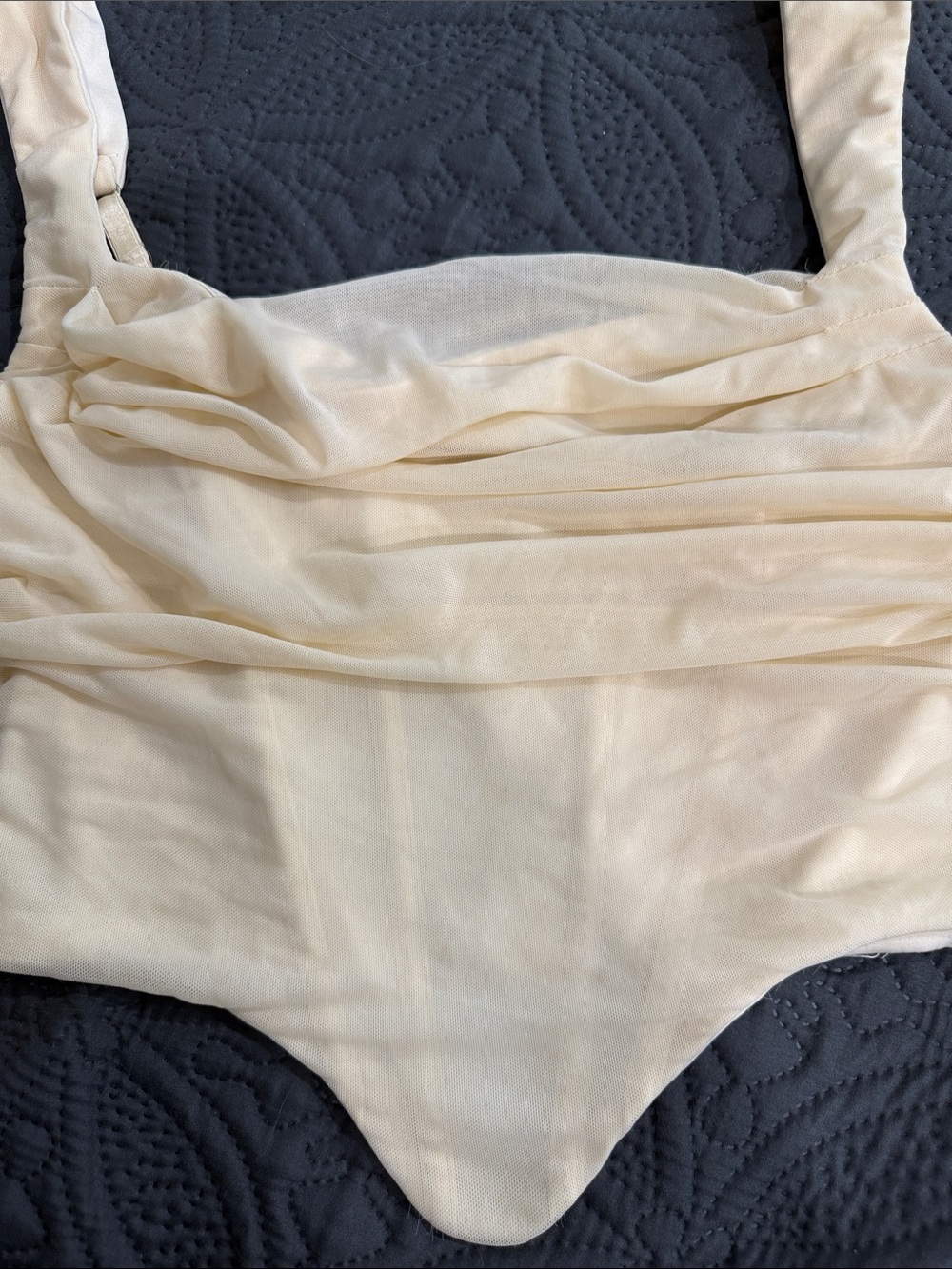 Cream Ruched Crop Tank - Picture 5 of 5